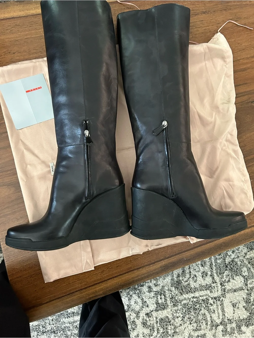 Prada Black Over-the-Knee Leather Boots